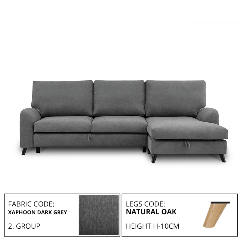 Sofa MERLIN SLEEPING (Right corner, extendable) (XAPHOON 3/2 DARK GREY)